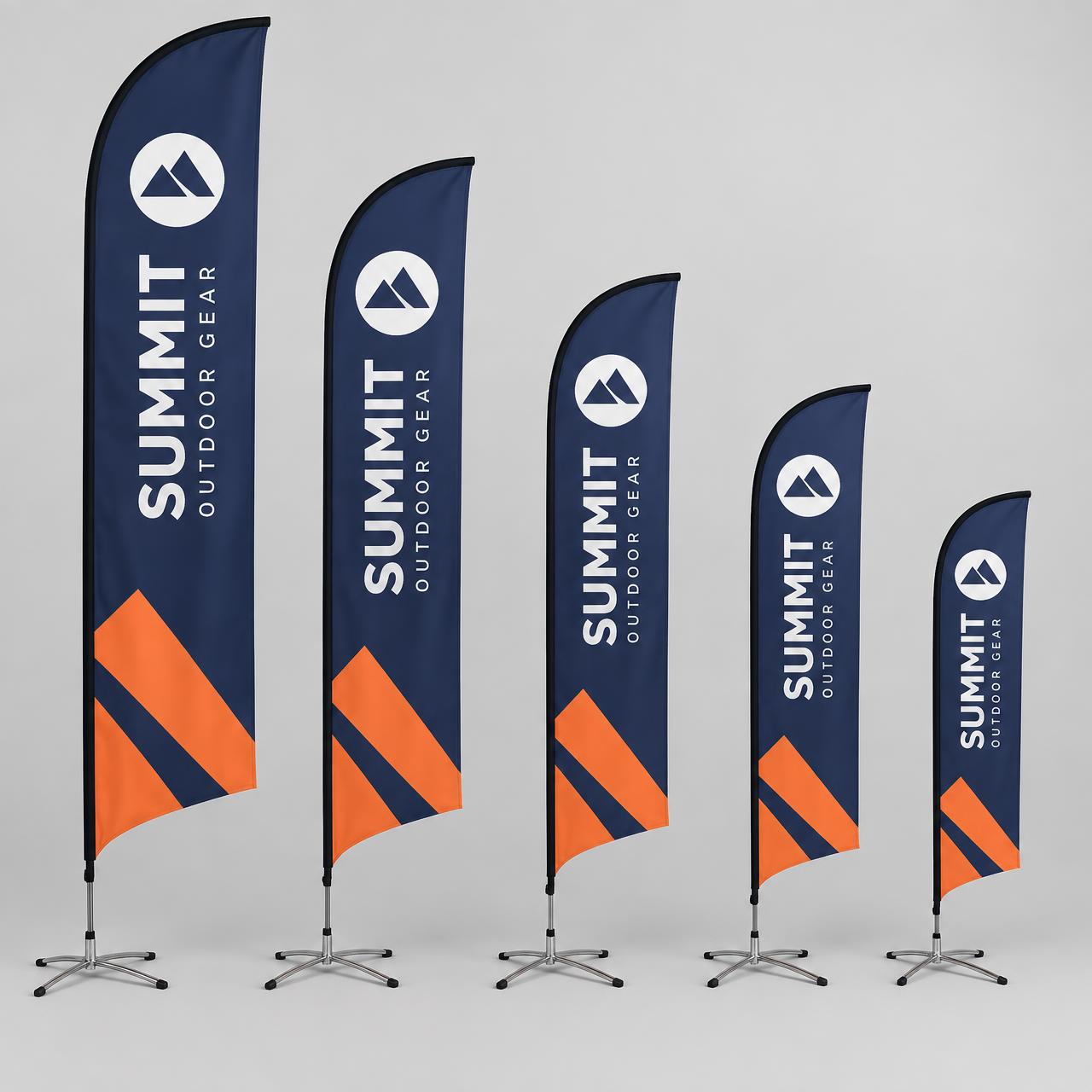 Beachflag Straight — Kant-en-klaar: bedrukte vlag, mastset en draagtas