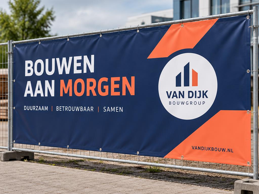 Spandoek op maat — Vrij formaat, PVC 510 frontlit of mesh — zoom en ringen standaard
