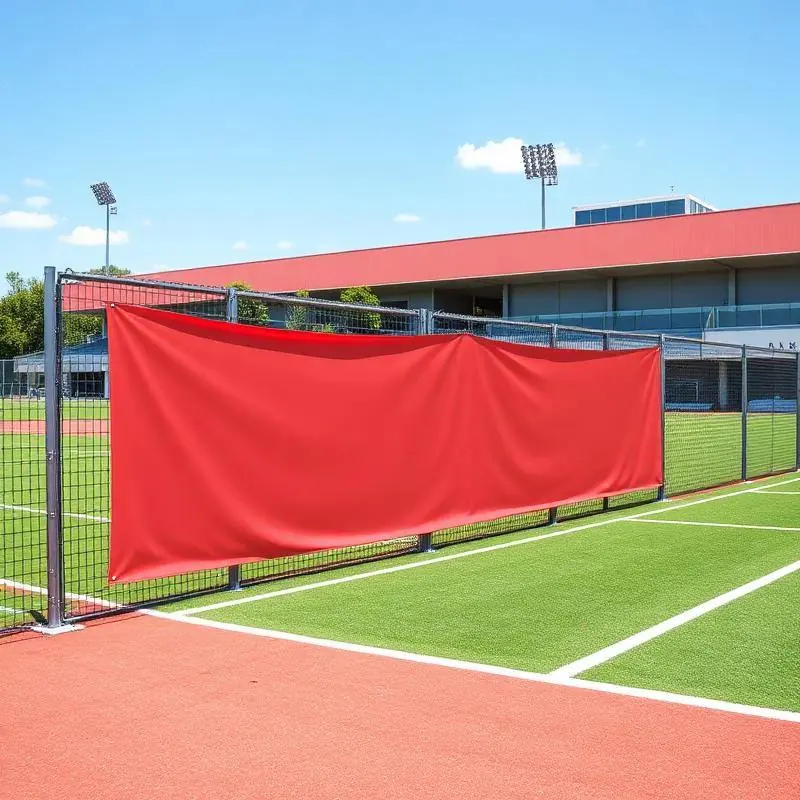 Sponsorborden en reclamedoeken langs een voetbalveld