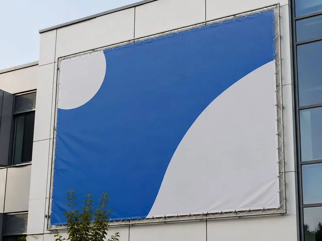 Hekwerk- / gevelbanner — Banner voor hekwerk of gevel, met zoom en ringen