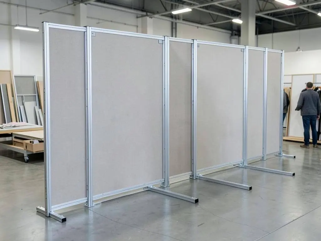 Modulaire beursachterwand — Systeemwand met textieldoek, snel op- en afgebouwd